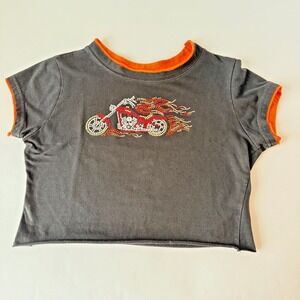 V Twin Motorcycle Apparel‎ Womens Crop Top Black Spendin Time Behind Bars